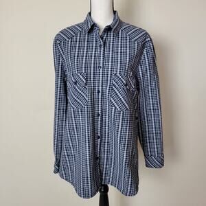 Matchstick Argus Women's XL Shirt Plaid /Check Western Cowgirl Roll Tab Sleeve